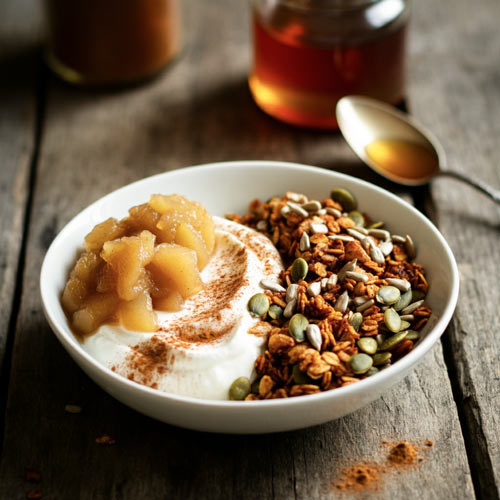 Apple-Crumble-Granola-Bowl-made-with-Opera-Foods-Super-crunch-granola
