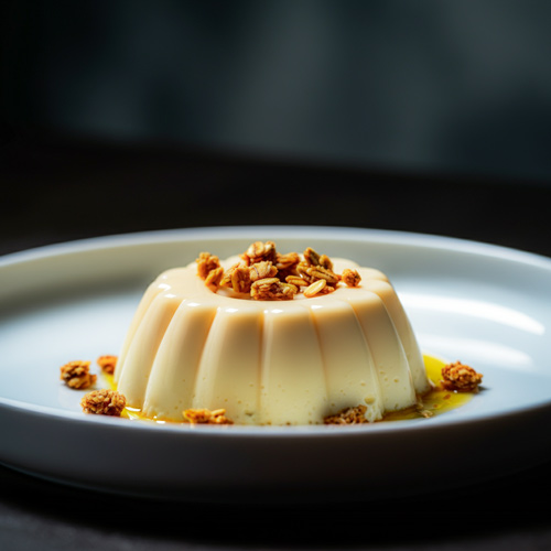 pannacotta topped with Opera Foods granola for cafes