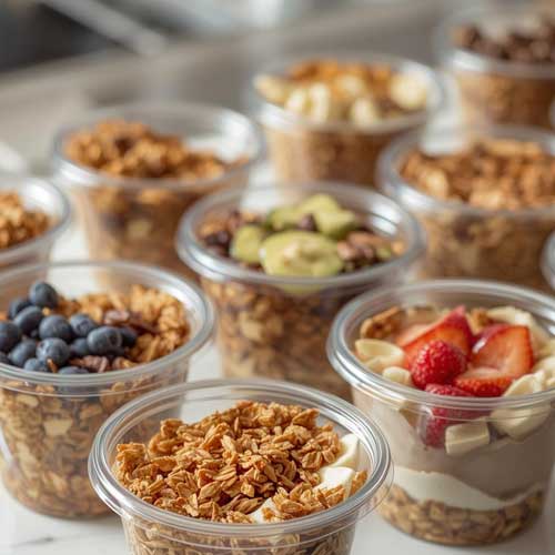 A short ingredient list on grab-and-go-granola-bowls-using-Opera-Foods-granola