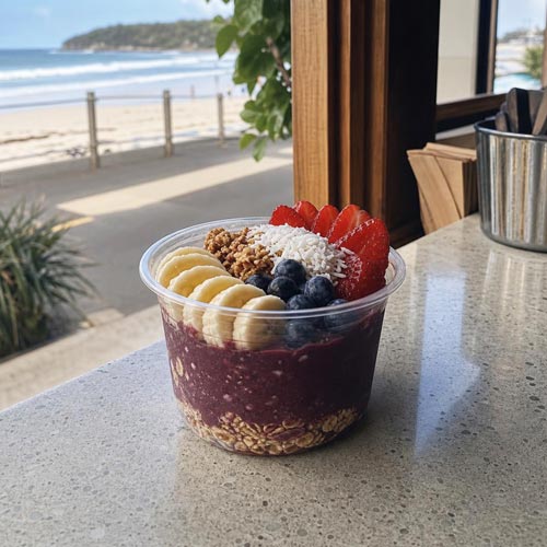 An-acai-bowll-at-a-beachfront-kiosk-using-Mulberry-Tree-acai-bowl-granola